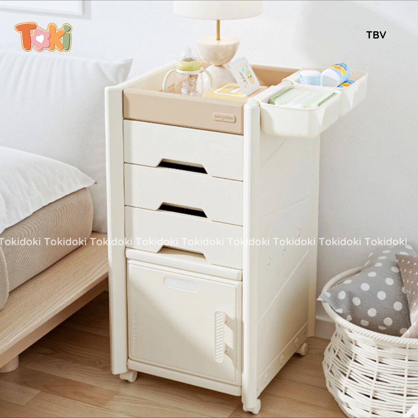 Tủ đầu giường đa năng có bánh xe di chuyển Babyviva