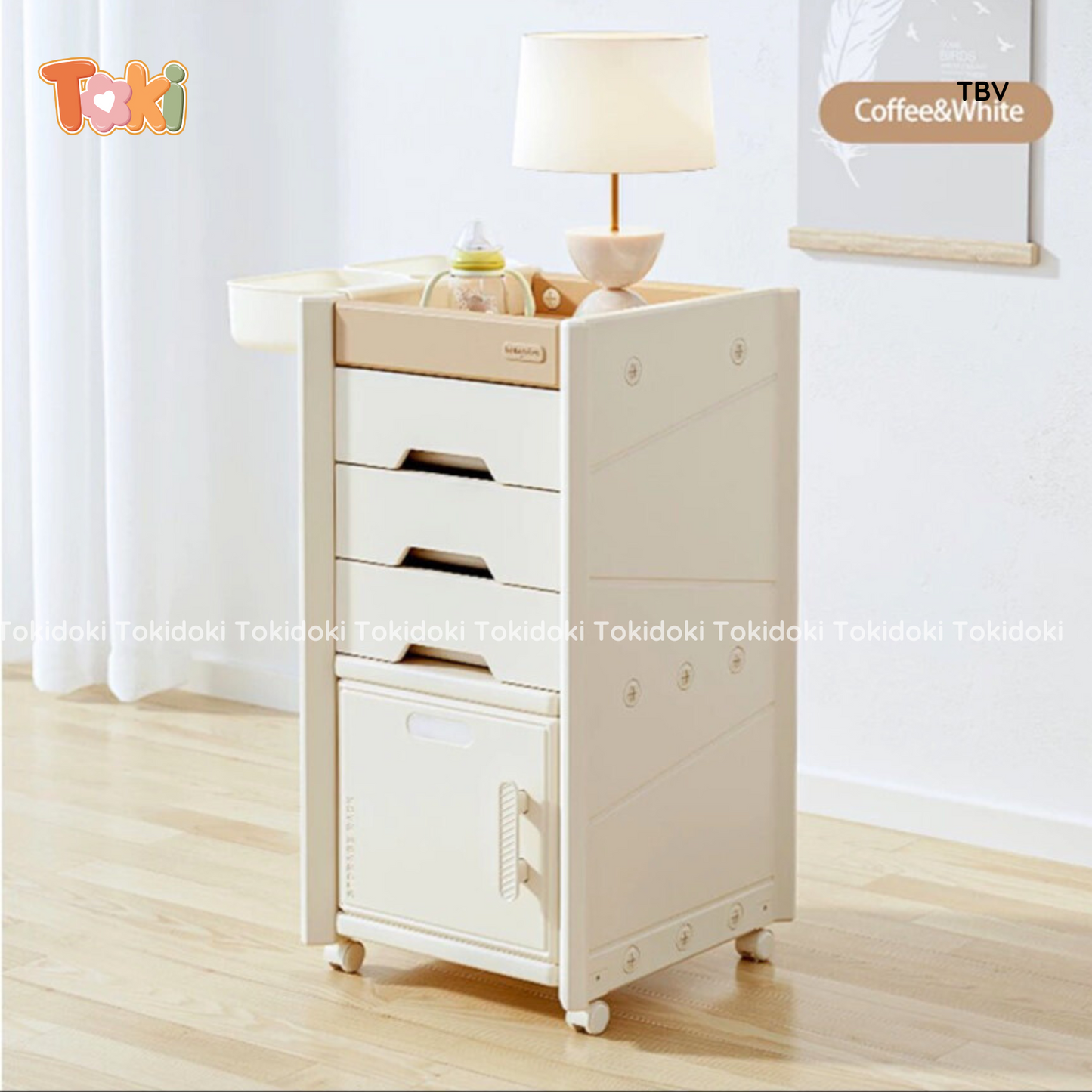 Tủ đầu giường đa năng có bánh xe di chuyển Babyviva