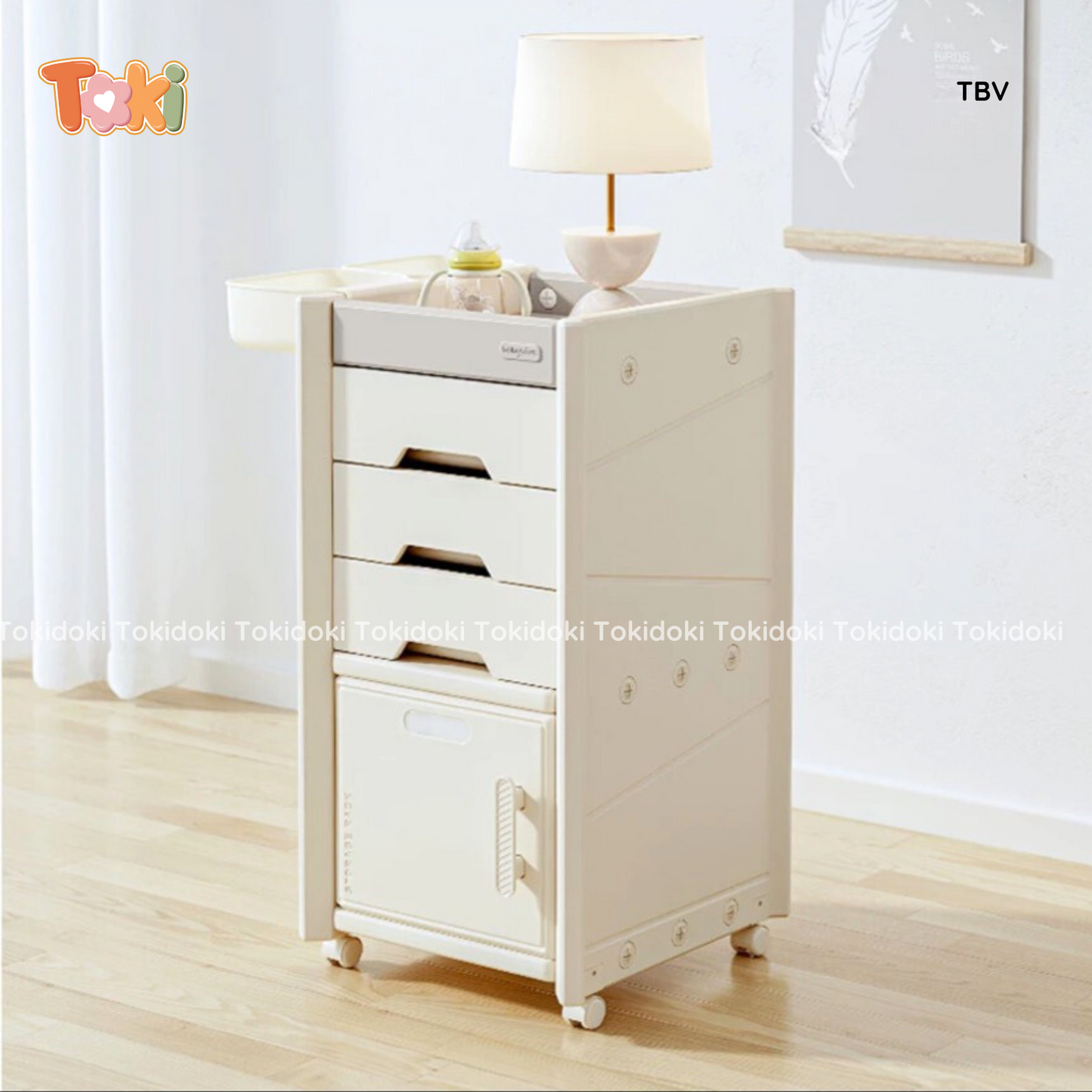 Tủ đầu giường đa năng có bánh xe di chuyển Babyviva
