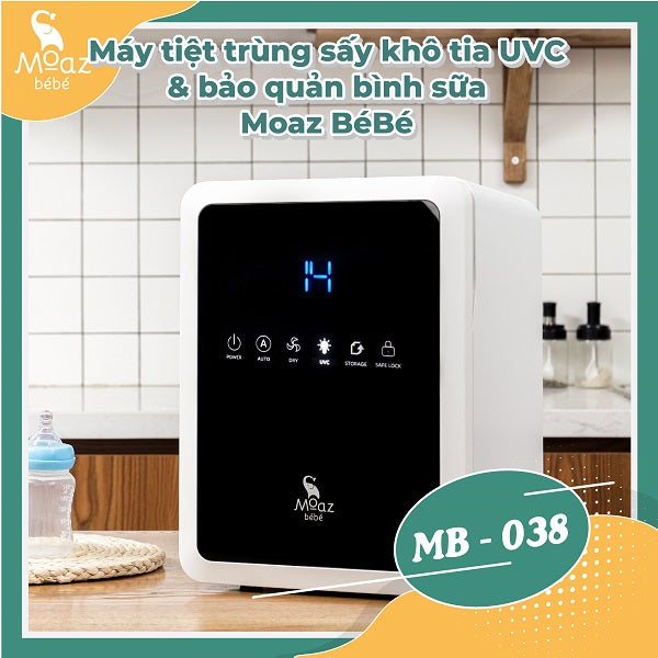 Máy tiệt trùng sấy khô tia UVC và bảo quản bình sữa Moaz BéBé MB-038