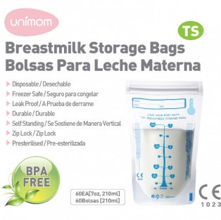 Túi đựng sữa mẹ (trữ sữa mẹ) Unimom Compact không có BPA 210ml 60 túi/ hộp